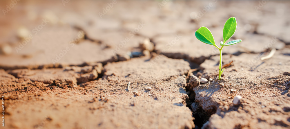 A dry and arid landscape with cracked ground and minimal vegetation ...