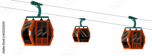 Fényképezés Cable cars, cabins on rope of cableway