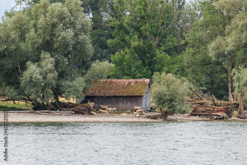 Old barn on a small island on the Chiemsee Lake in southern Germany