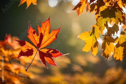 autumn maple leaves in sunlight