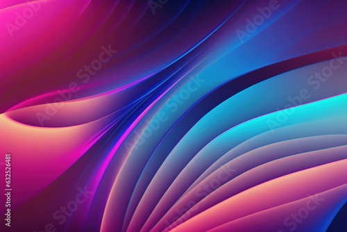 Neon graphic glowing curves blur pink blue wave