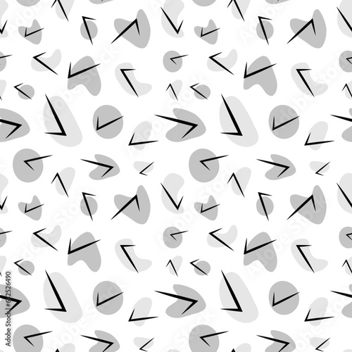 Seamless texture with abstract spots and lines on a white background