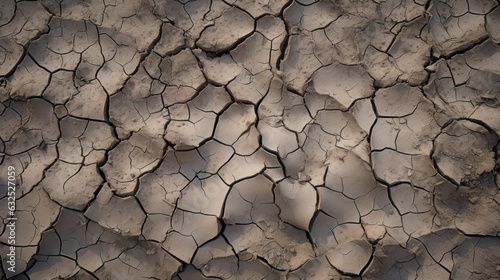 very dry earth photographed from above, structure, cracks, no water, desert, global warming, drought