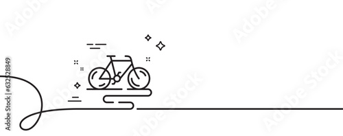 Bike line icon. Continuous one line with curl. Bicycle route sign. Cycling track symbol. Bike single outline ribbon. Loop curve pattern. Vector