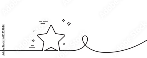 Star line icon. Continuous one line with curl. Best rank sign. Bookmark or Favorite symbol. Star single outline ribbon. Loop curve pattern. Vector