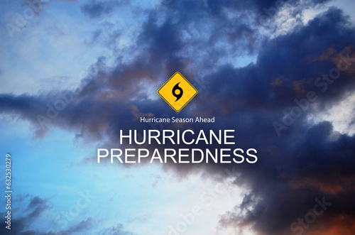 фотографія hurricane preparedness sign sky background