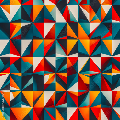Seamless geometric pattern with triangles in different colors. Colorful background for website or presentation.