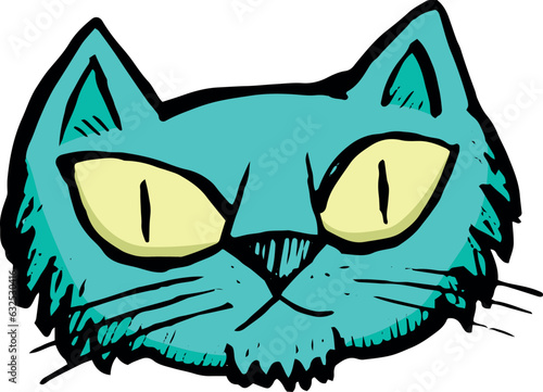 green cat character illustration vector