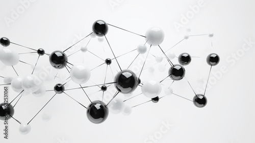 A refined depiction of interconnected molecules with a monochromatic palette, emphasizing the simplicity and clarity of molecular bonding Generative AI