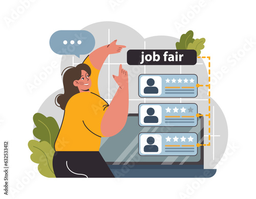 Online job fair. Hiring or job search online platform. Recruitment agency