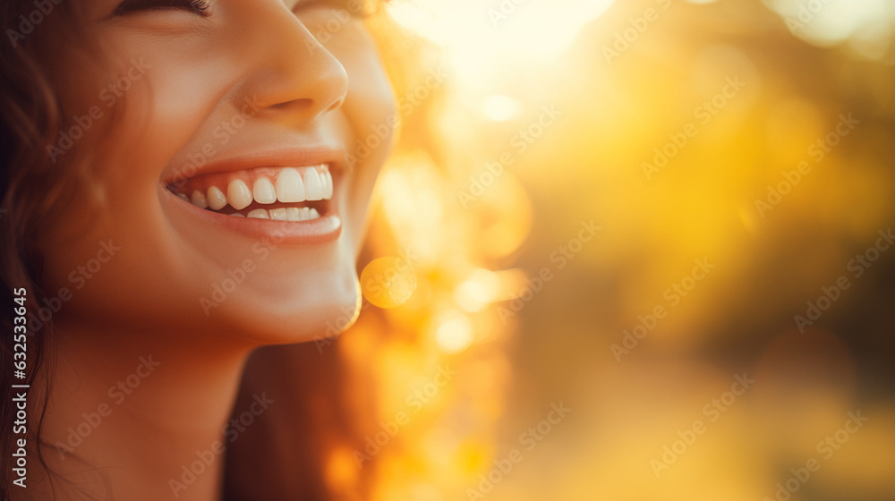 An up-close image of a person's radiant smile, brimming with positivity Generative AI An up-close image of a person's radiant smile, brimming with positivity Generative AI