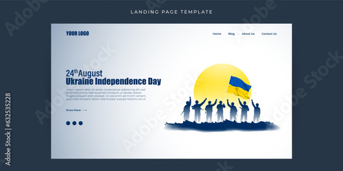 Vector illustration of Ukraine Independence Day Website landing page banner mockup Template