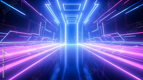 Futuristic empty neon background. High tech lines, studio product, future cyberspace concept.