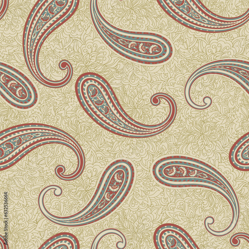 damask paisley seamless vector floral pattern 