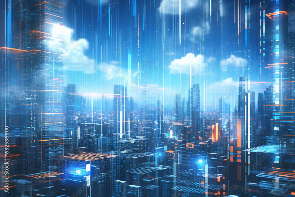 A futuristic cityscape, a digital Illustration of a futuristic city, Generative AI