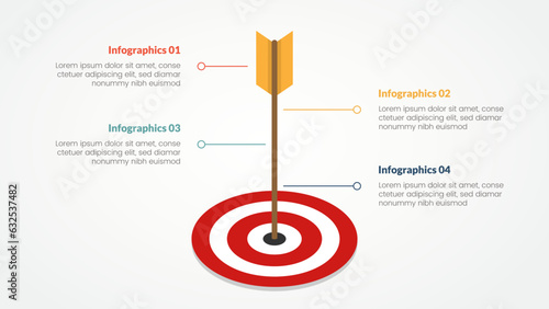 goals or business target infographic concept for slide presentation with vertical goal and description timeline 4 point list with flat style