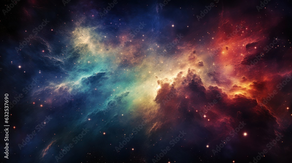 breathtaking background with multicolored deep space nebula, ai tools generated image