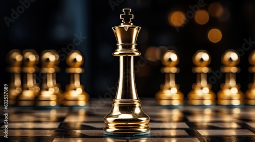 Fotografiet Luxury gold chess piece of king and pawn