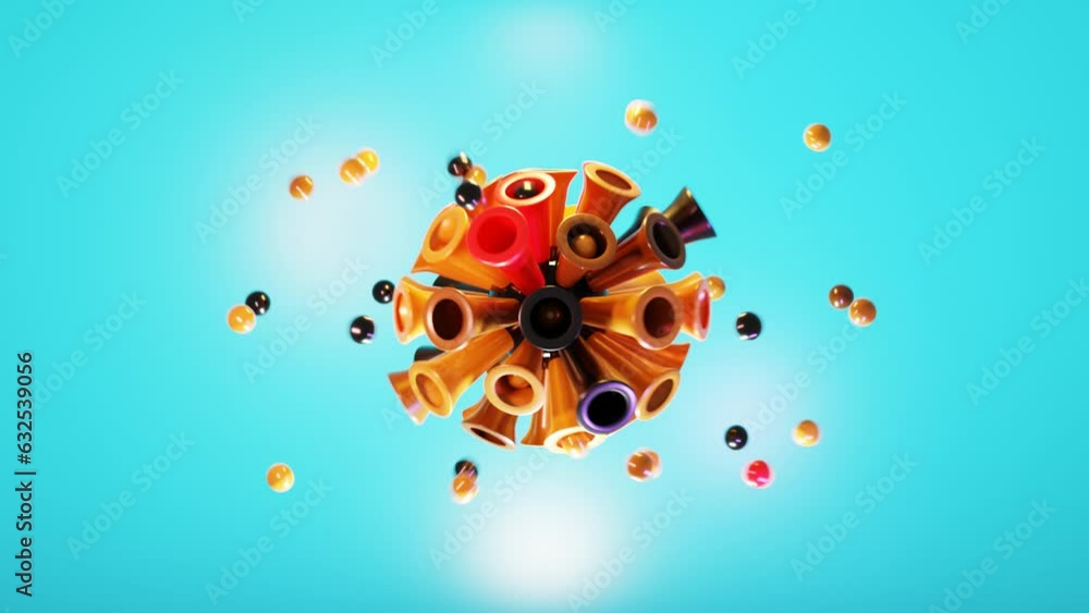 Loop Color Tubes and Balls Motion Background Loop Color Tubes and Balls Motion Background