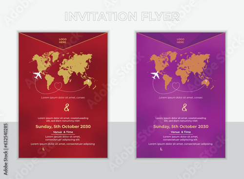 Reception invitation flyer design template of two colors.