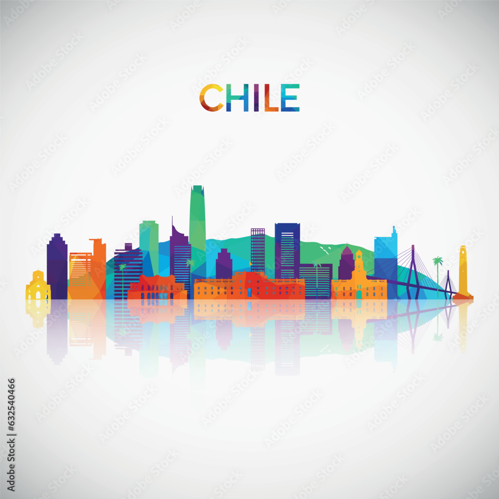 Chile skyline silhouette in colorful geometric style. Symbol for your design. Vector illustration.