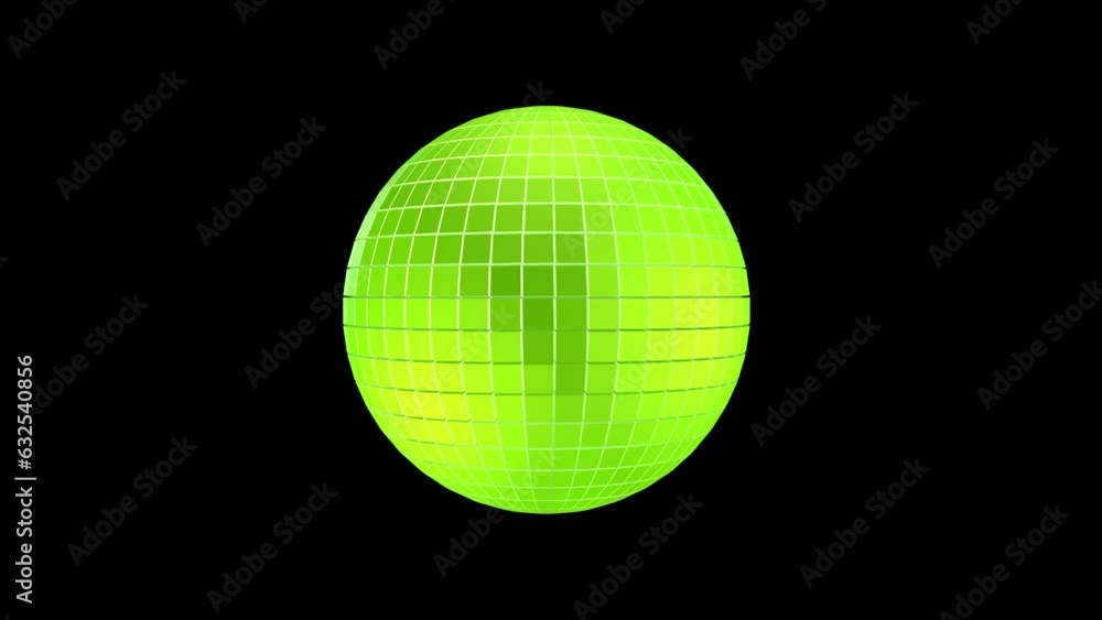 Seamless loop 3D animation of a green disco ball isolated on a green screen. Chroma key. Seamless loop 3D animation of a green disco ball isolated on a green screen. Chroma key.