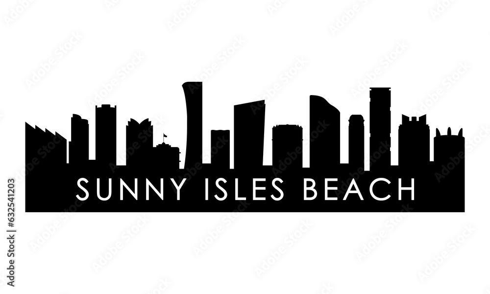 Sunny Isles Beach skyline silhouette. Black Sunny Isles Beach city design isolated on white background.