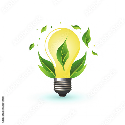 Vector Design of an Eco-Friendly Lamp with Leaf Logo: Symbolizing Energy Efficiency and a Green World