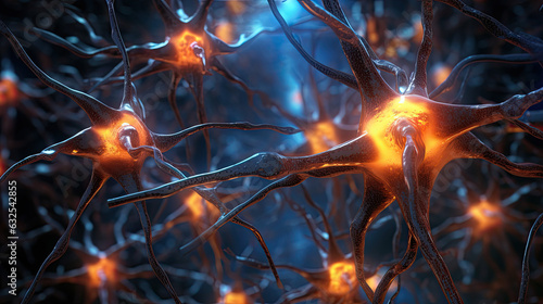 Bright, abstract patterns. Imitation of synaptic connections.