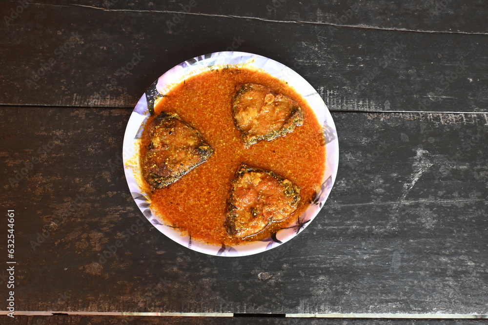 Delicious Indian fish curry. Traditional Asian fish curry dish. Indian