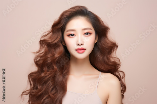 Beautiful young asian woman with clean fresh skin on pink background, Face care, Facial treatment, Cosmetology, beauty and spa, Asian women portrait