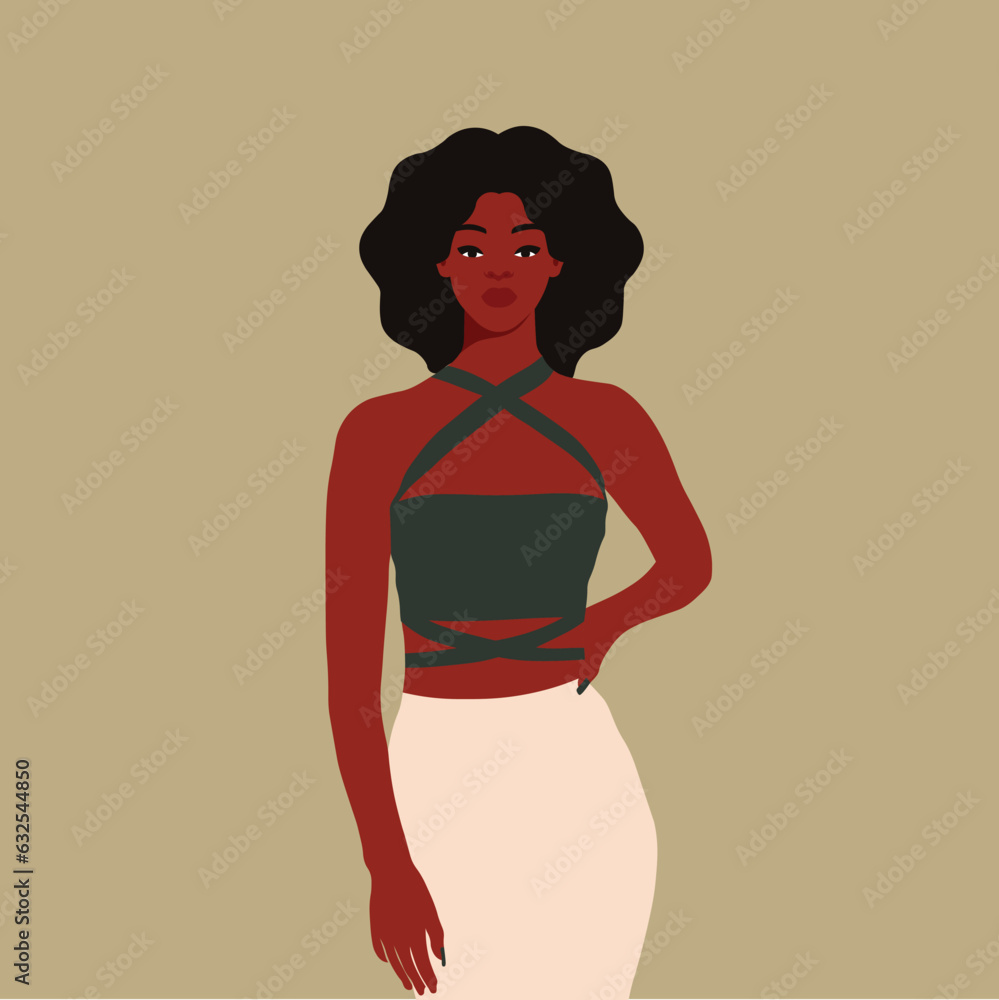 Modern black woman in elegant art style vector Modern black woman in elegant art style vector