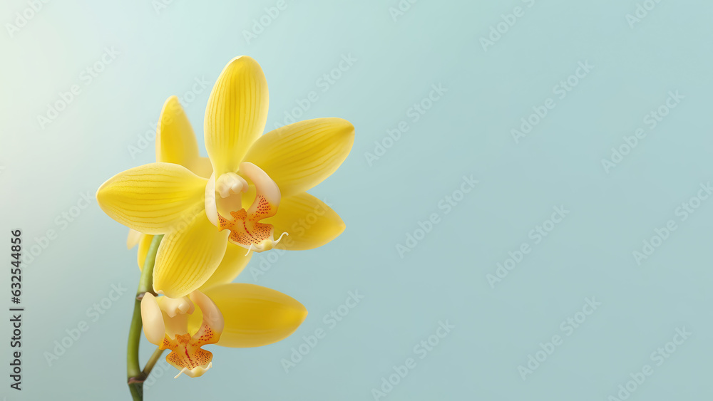 Obraz premium Yellow dendrobium nobile orchid flower background, Flowers composition as background project graphic design