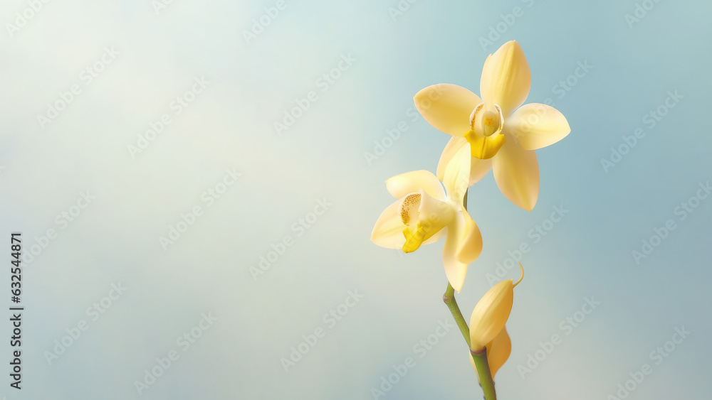 Fototapeta premium Yellow dendrobium nobile orchid flower background, Flowers composition as background project graphic design
