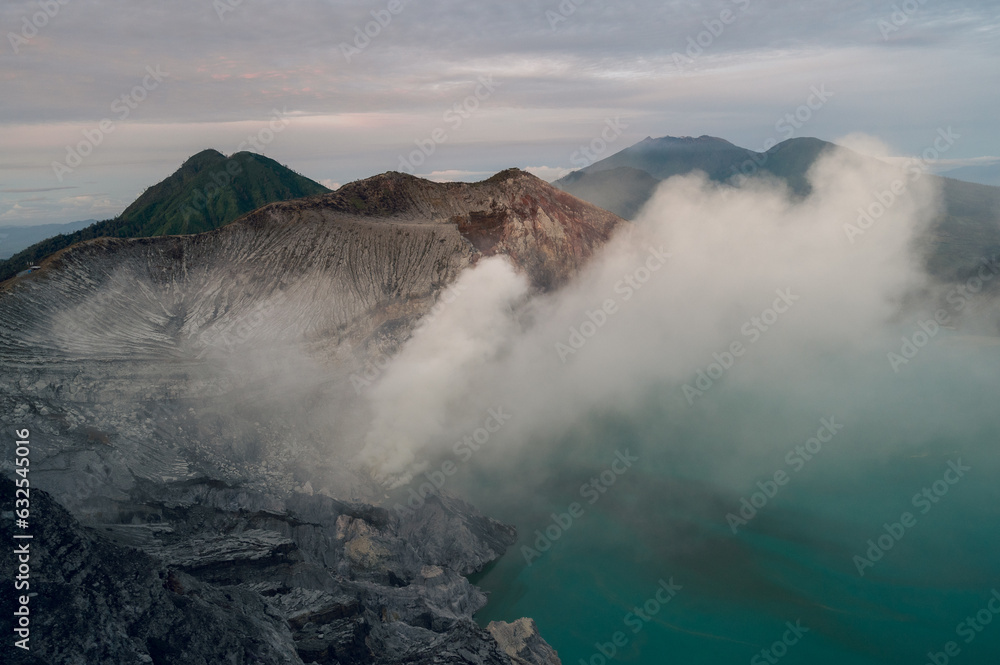 View over the crater of Ijen Volcano in Java, Indonesia