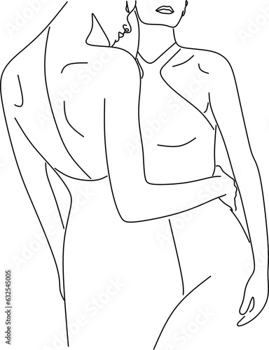 Continuous Drawing Of Two Lesbians Kissing Each Other