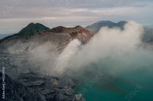 View over the crater of Ijen Volcano in Java, Indonesia