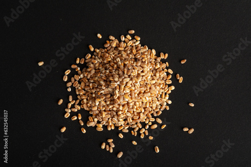 Wheat Grains, Barley Pile, Dry Cereal Seeds, Wheat Grains Heap on Black