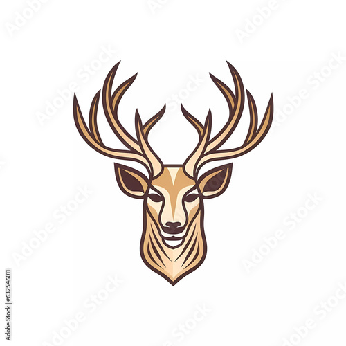 Flat logo deer head design. Generative ai concept.