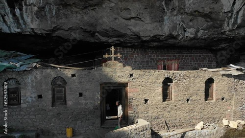 Aerial view of nakuto lab rock church Amhara Region Lalibela Ethiopia