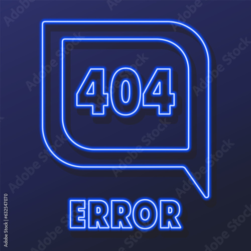 error 404 neon sign, modern glowing banner design, colorful modern design trends on black background. Vector illustration.