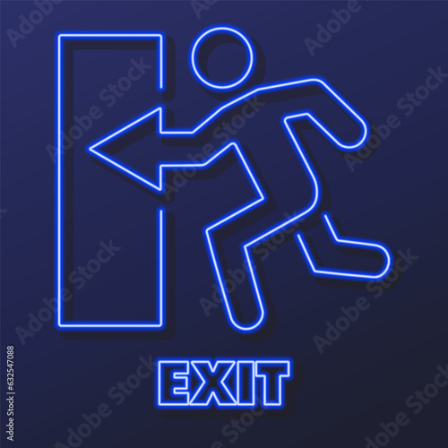 exit neon sign, modern glowing banner design, colorful modern design trends on black background. Vector illustration.