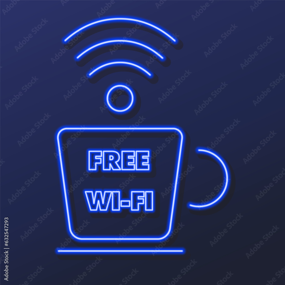 free wi fi neon sign, modern glowing banner design, colorful modern design trends on black background. Vector illustration. free wi fi neon sign, modern glowing banner design, colorful modern design trends on black background. Vector illustration.