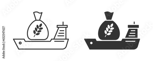 Ship grain carrier icon. Grain initiative concept. Vector illustration.