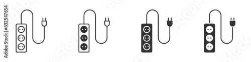Multi Socket plug icon set. Vector illustration.