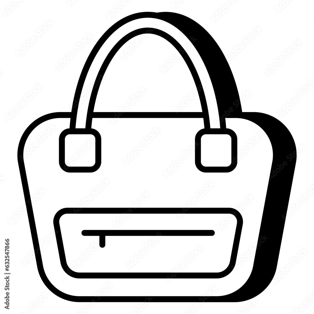 An icon design of handbag having editable quality An icon design of handbag having editable quality