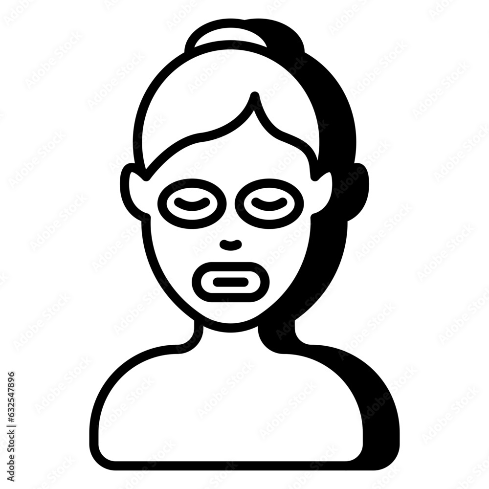 Conceptual flat design icon of face sheet mask Conceptual flat design icon of face sheet mask