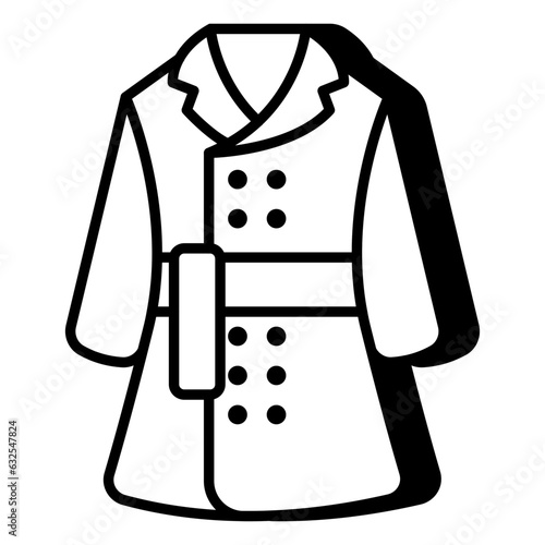 Long coat icon, editable vector 