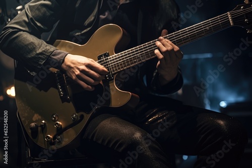 shot of an unrecognizable performer playing a guitar on stage