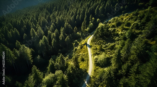 Forest in Bird eye's view, wonderful landscape, v44, created with generative AI technology photo